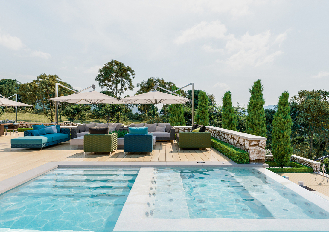 Mediterranean house in France, provence. Villa interior and exterior design view